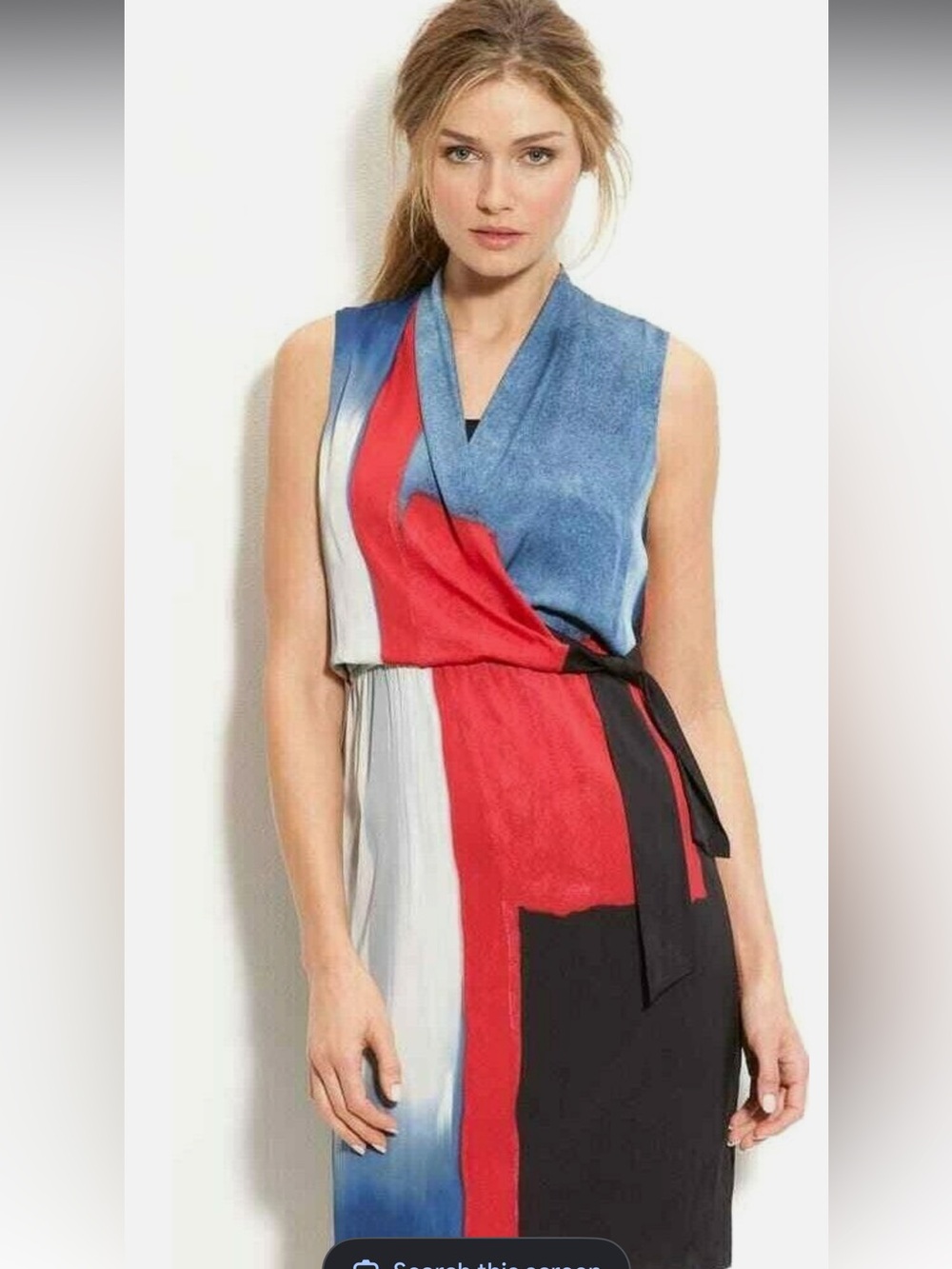 Elie Tahari Color Block Silk Midi Dress